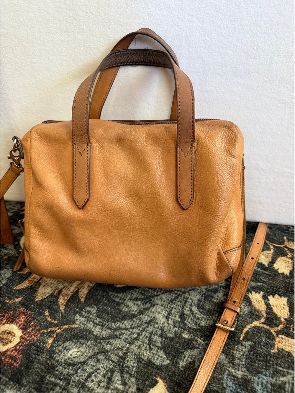Fossil Tan Leather Satchel Shoulder Bag
